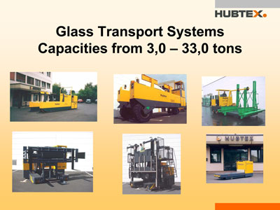 фото транспортные системы HUBTEX для стекла от 3 до 33 тонн
