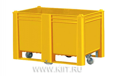 Контейнер BoxPallet 11-080-WA (вар.2) 1200х800х800 мм сплошной на колёсах штабелируемый желтый