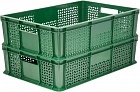 Пластиковый ящик 600х400х180 мм сплошное дно с ручками зеленый морозостойкий